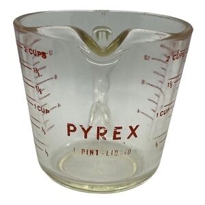 Vintage Pyrex 1 Pint Measuring Cup Glass D-Handle (2 Cups/16oz)